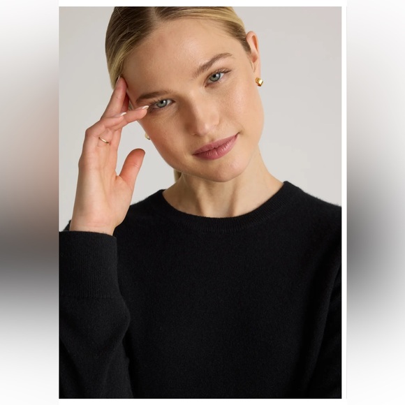Quince Mongolian Cashmere Crewneck Sweater Black Size L - Picture 2 of 11